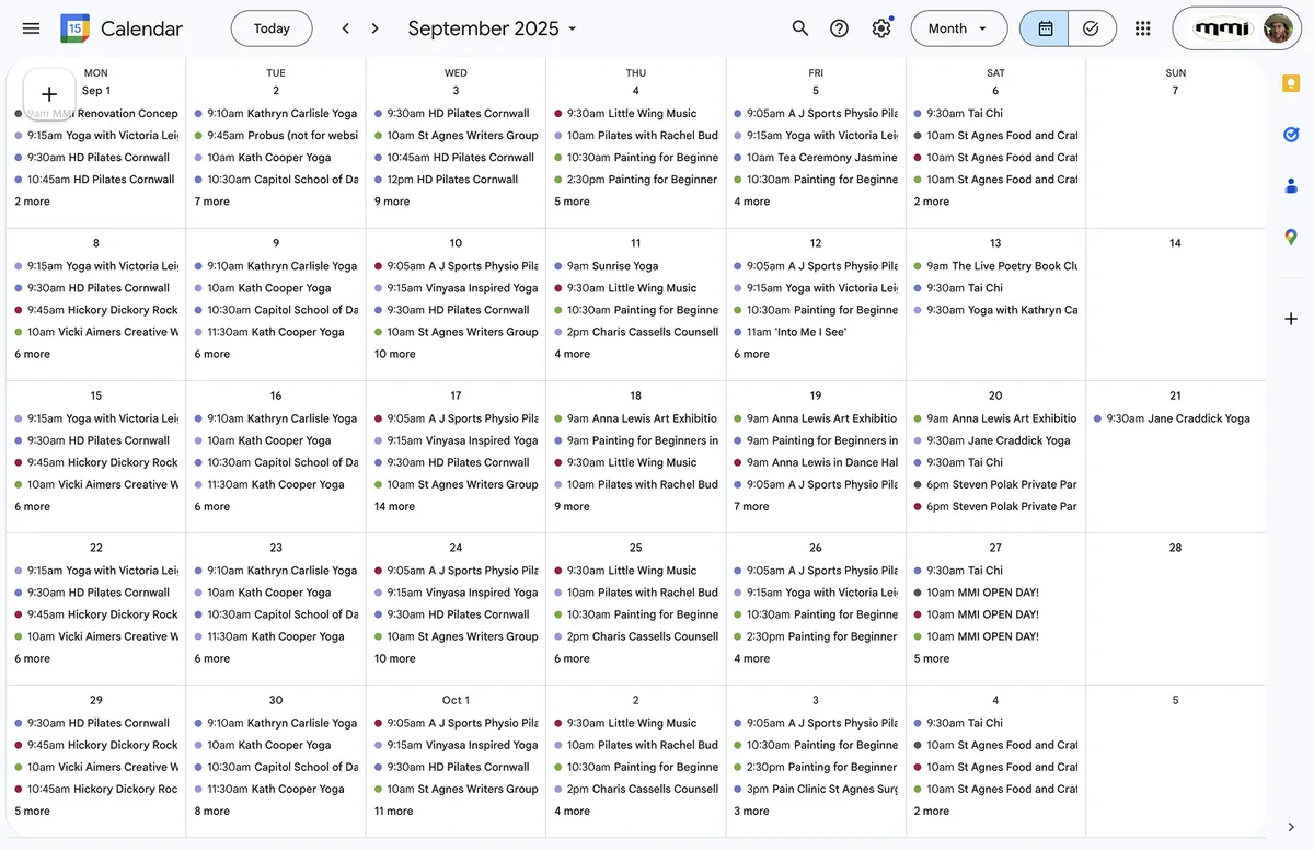 St Agnes MMI events on a Google Calendar