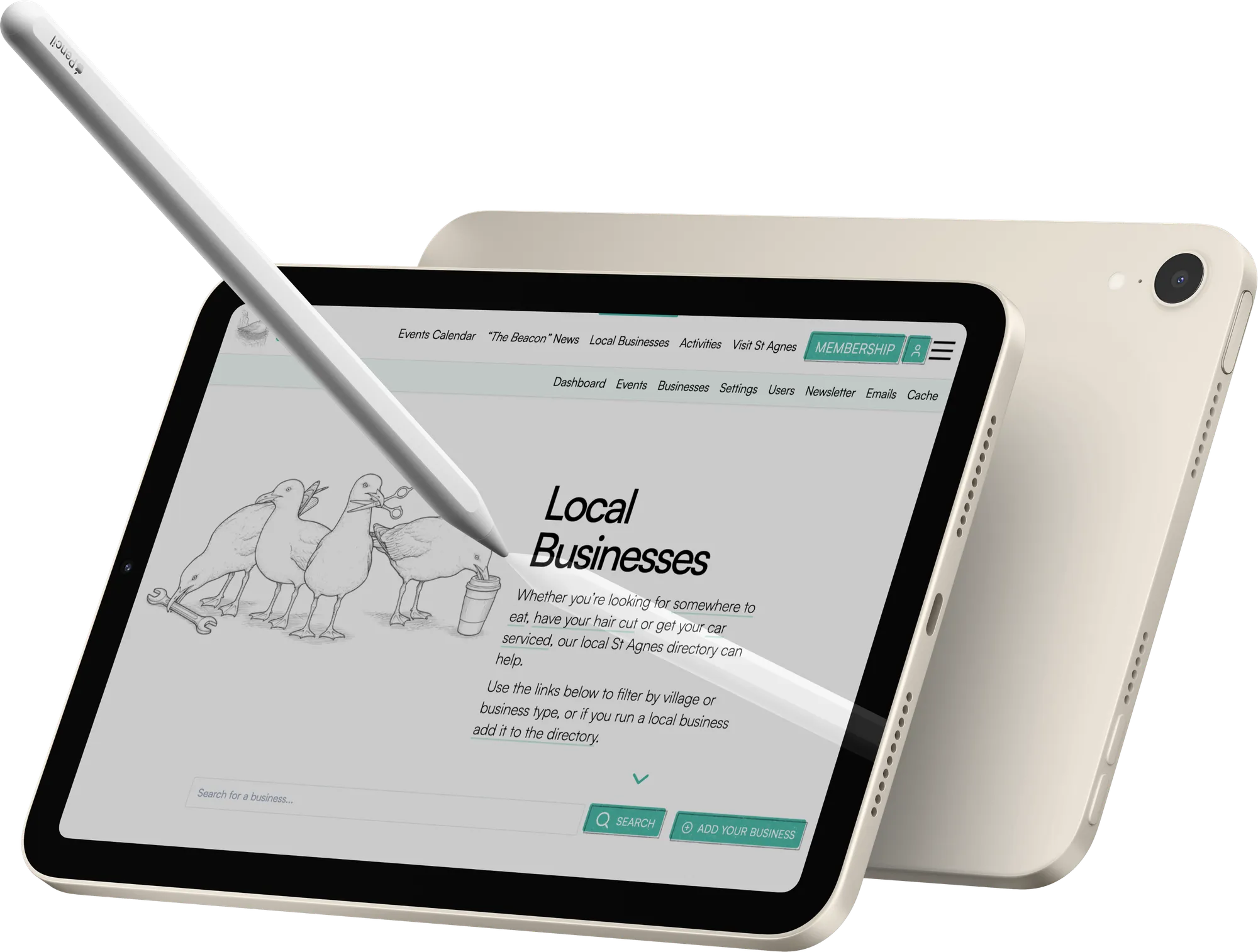 The Love St Agnes local businesses directory on an iPad