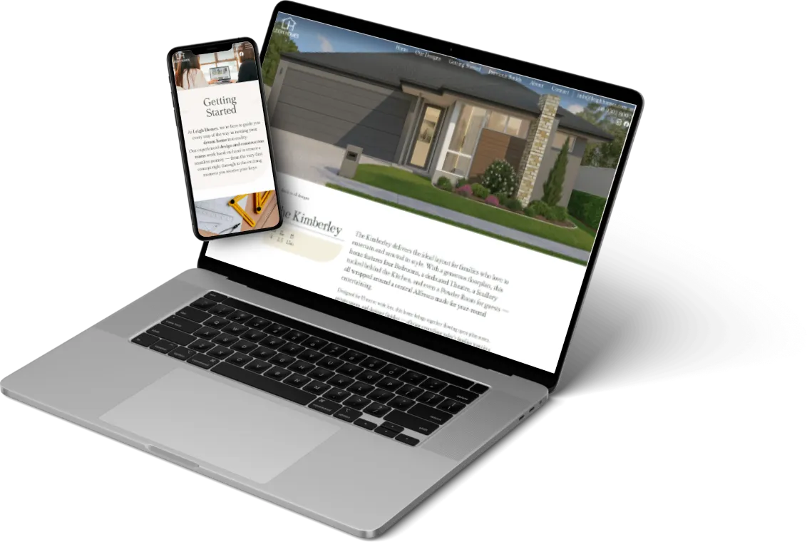 Leigh Homes website on a laptop
